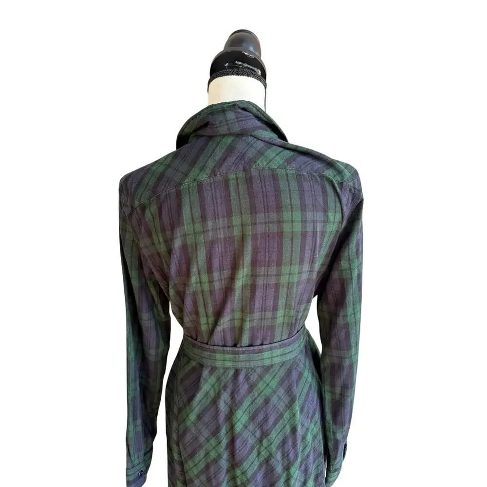 RRL Women's Ralph Lauren Black Watch Plaid Maxi Dress Green Navy Small - Picture 5 of 9